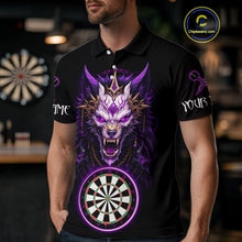 Load image into Gallery viewer, Purple Vicious Wolf Ruler Dartboard Darts Shirt For Men - Custom Name &amp; Team Jersey NYN0581