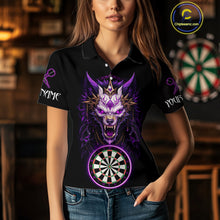 Load image into Gallery viewer, Purple Vicious Wolf Ruler Dartboard Darts Shirt For Women - Custom Name &amp; Team Jersey NYN0581