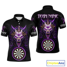 Load image into Gallery viewer, Purple Vicious Wolf Ruler Dartboard Darts Shirt For Men - Custom Name &amp; Team Jersey NYN0581