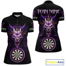 Load image into Gallery viewer, Purple Vicious Wolf Ruler Dartboard Darts Shirt For Women - Custom Name &amp; Team Jersey NYN0581