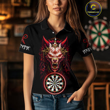 Load image into Gallery viewer, Red Vicious Wolf Ruler Dartboard Darts Shirt For Women - Custom Name &amp; Team Jersey NYN0582