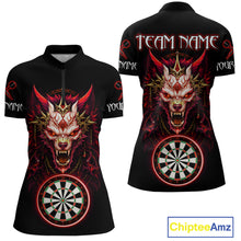 Load image into Gallery viewer, Red Vicious Wolf Ruler Dartboard Darts Shirt For Women - Custom Name &amp; Team Jersey NYN0582
