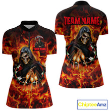 Load image into Gallery viewer, Grim Reaper Flaming Dartboard &amp; Arrows Darts Shirt For Women - Custom Name &amp; Team Jersey NYN0585