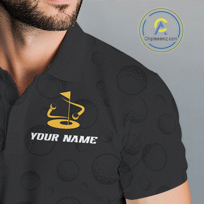 Yellow Argyle Golf Polo Shirt Custom Name Golf Shirt For Men Golf Ball Argyle Golf Team Shirts NYN4164
