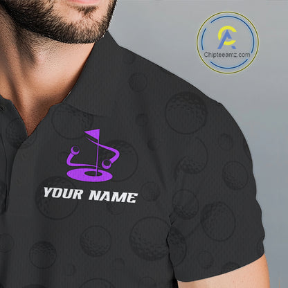 Purple Argyle Golf Polo Shirt Custom Name Golf Shirt For Men Golf Ball Argyle Golf Team Shirts NYN4165