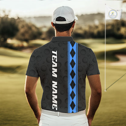 Blue Argyle Golf Polo Shirt Custom Name Golf Shirt For Men Golf Ball Argyle Golf Team Shirts NYN4166
