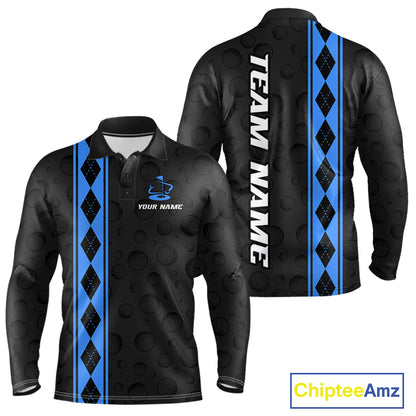 Blue Argyle Golf Polo Shirt Custom Name Golf Shirt For Men Golf Ball Argyle Golf Team Shirts NYN4166