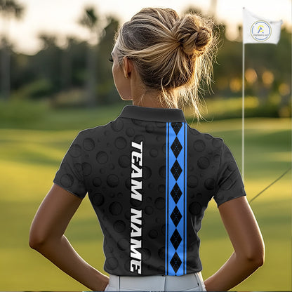 Blue Argyle Golf Polo Shirt Custom Name Golf Shirt For Women Golf Ball Argyle Golf Team Shirts NYN4166