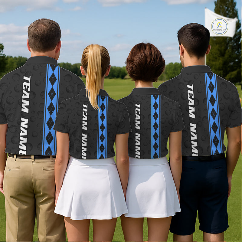 Blue Argyle Golf Polo Shirt Custom Name Golf Shirt For Men Golf Ball Argyle Golf Team Shirts NYN4166