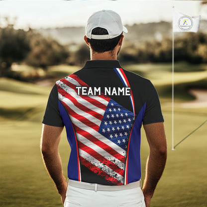 Custom Golf Polo Shirt For Men Personalized American Flag Golf Jersey Patriotic Golf Team Apparel NYN4569