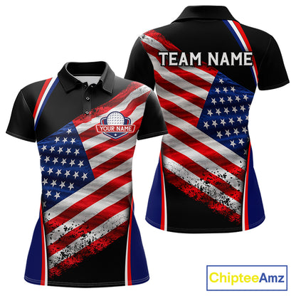 Custom Golf Polo Shirt For Women Personalized American Flag Golf Jersey Patriotic Golf Team Apparel NYN4569