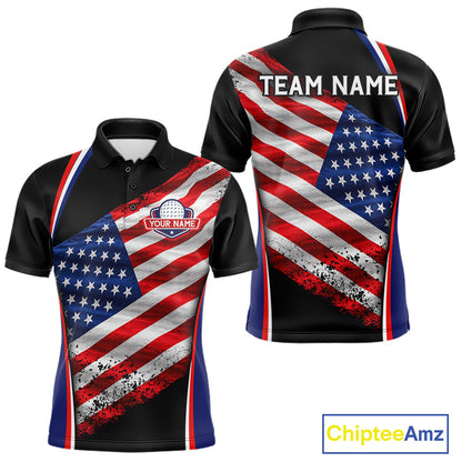 Custom Golf Polo Shirt For Men Personalized American Flag Golf Jersey Patriotic Golf Team Apparel NYN4569