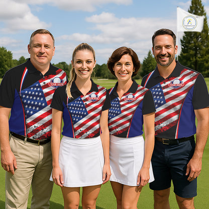 Custom Golf Polo Shirt For Men Personalized American Flag Golf Jersey Patriotic Golf Team Apparel NYN4569
