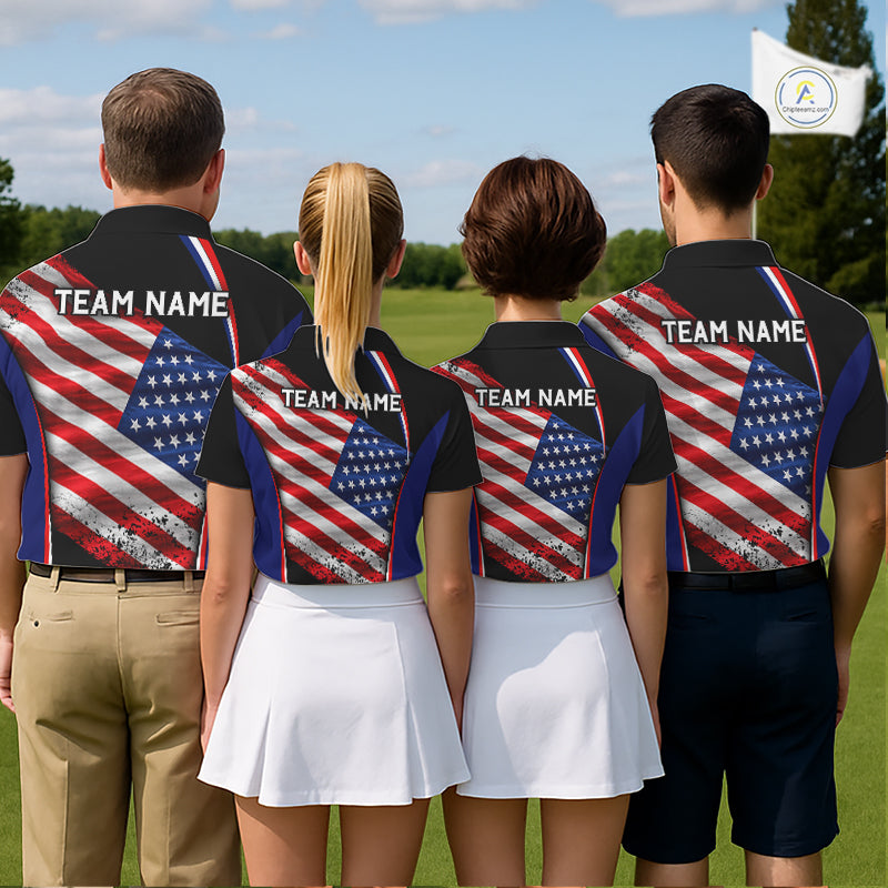 Custom Golf Polo Shirt For Men Personalized American Flag Golf Jersey Patriotic Golf Team Apparel NYN4569