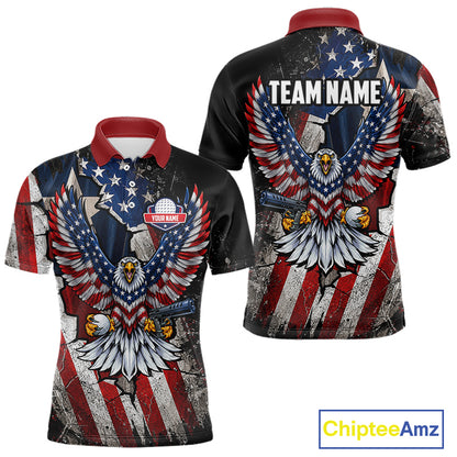 Gun Eagle Golf Polo Shirt For Men Custom Texas Flag Golf Jersey US Flag Patriotic Golf Apparel NYN4578