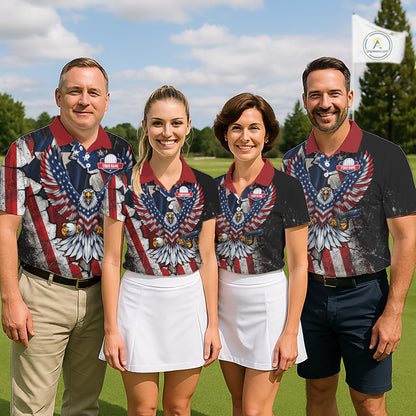 Gun Eagle Golf Polo Shirt For Men Custom Texas Flag Golf Jersey US Flag Patriotic Golf Apparel NYN4578
