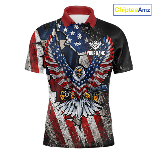 Gun Eagle Billiard Shirt For Men Custom Texas Flag Pool Jersey US Flag Patriotic Billiard Apparel NYN4579
