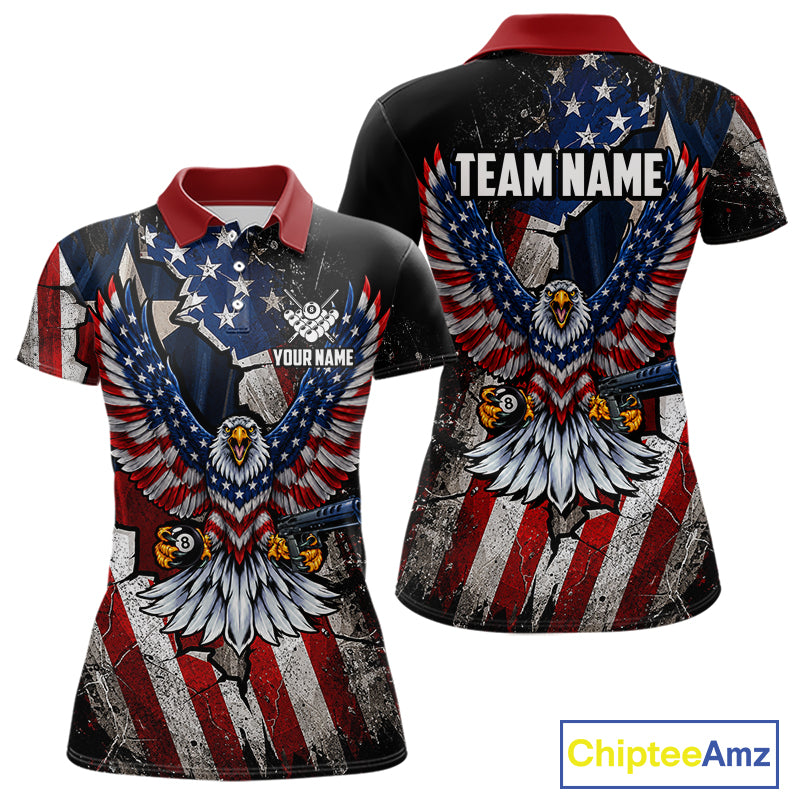 Gun Eagle Billiard Shirt For Women Custom Texas Flag Pool Jersey US Flag Patriotic Billiard Apparel NYN4579
