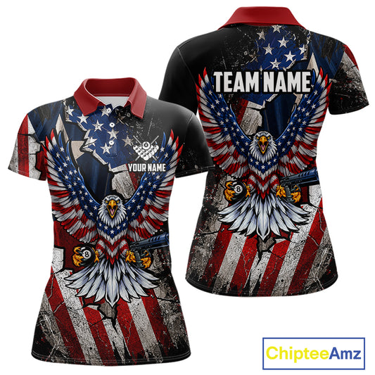 Gun Eagle Billiard Shirt For Women Custom Texas Flag Pool Jersey US Flag Patriotic Billiard Apparel NYN4579