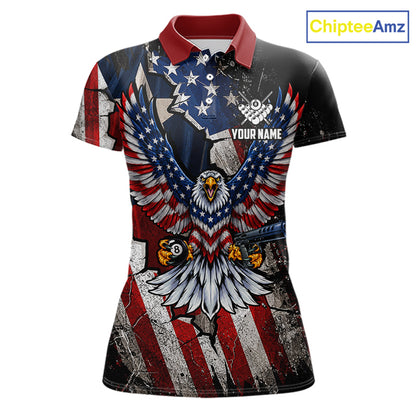 Gun Eagle Billiard Shirt For Women Custom Texas Flag Pool Jersey US Flag Patriotic Billiard Apparel NYN4579