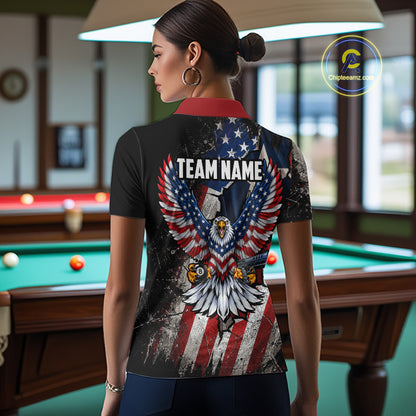Gun Eagle Billiard Shirt For Women Custom Texas Flag Pool Jersey US Flag Patriotic Billiard Apparel NYN4579