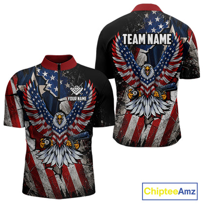 Gun Eagle Billiard Shirt For Men Custom Texas Flag Pool Jersey US Flag Patriotic Billiard Apparel NYN4579