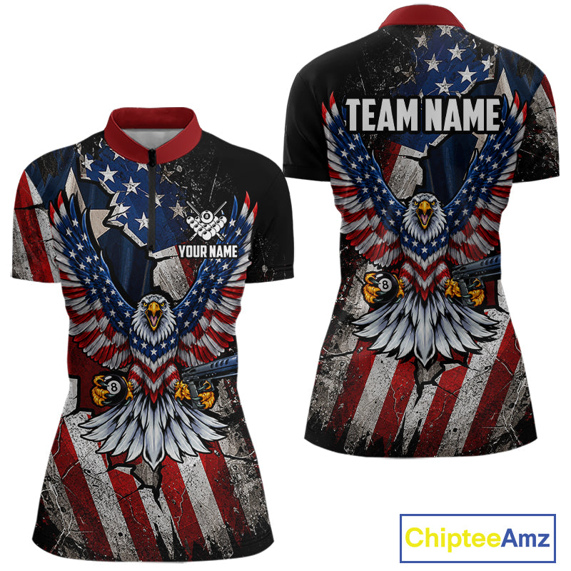 Gun Eagle Billiard Shirt For Women Custom Texas Flag Pool Jersey US Flag Patriotic Billiard Apparel NYN4579