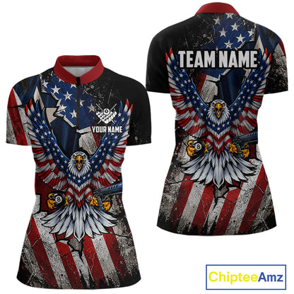 Gun Eagle Billiard Shirt For Women Custom Texas Flag Pool Jersey US Flag Patriotic Billiard Apparel NYN4579