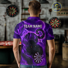 Load image into Gallery viewer, Custom Smoke Tiger Lightning Purple Dartboard Dart Men Polo Jerseys Funny Dart Shirts NYN1734