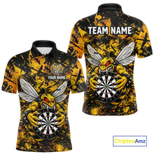 Load image into Gallery viewer, Yellow Black Grunge Bee Darts Shirt Custom Name Darts Shirts For Men Funny Darts Team Jerseys NYN2898