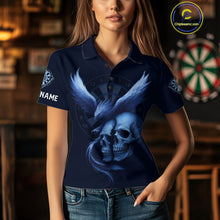 Load image into Gallery viewer, Darts Shirt For Women Personalized Eagle Skull Dartboard Dart Team Jerseys | Blue NYN1153