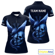 Load image into Gallery viewer, Darts Shirt For Women Personalized Eagle Skull Dartboard Dart Team Jerseys | Blue NYN1153