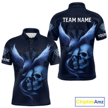 Load image into Gallery viewer, Darts Shirt For Men Personalized Eagle Skull Dartboard Dart Team Jerseys | Blue NYN1153