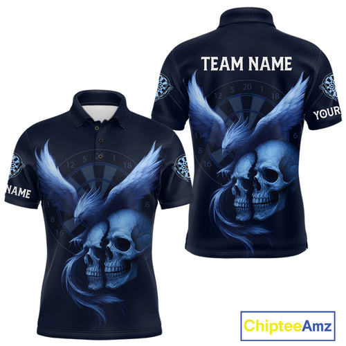 Darts Shirt For Men Personalized Eagle Skull Dartboard Dart Team Jerseys | Blue NYN1153