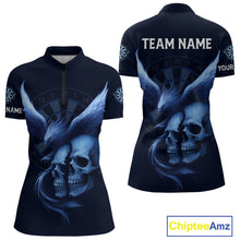 Load image into Gallery viewer, Darts Shirt For Women Personalized Eagle Skull Dartboard Dart Team Jerseys | Blue NYN1153