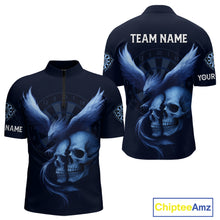 Load image into Gallery viewer, Darts Shirt For Men Personalized Eagle Skull Dartboard Dart Team Jerseys | Blue NYN1153