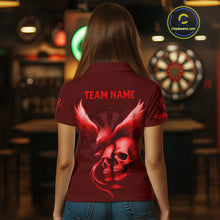Load image into Gallery viewer, Darts Shirt For Women Personalized Eagle Skull Dartboard Dart Team Jerseys | Red NYN1154