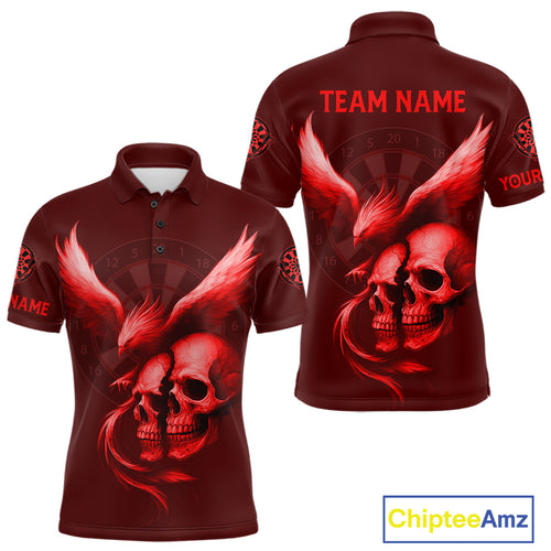 Darts Shirt For Men Personalized Eagle Skull Dartboard Dart Team Jerseys | Red NYN1154