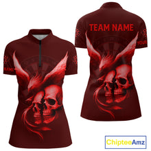 Load image into Gallery viewer, Darts Shirt For Women Personalized Eagle Skull Dartboard Dart Team Jerseys | Red NYN1154