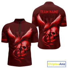 Load image into Gallery viewer, Darts Shirt For Men Personalized Eagle Skull Dartboard Dart Team Jerseys | Red NYN1154