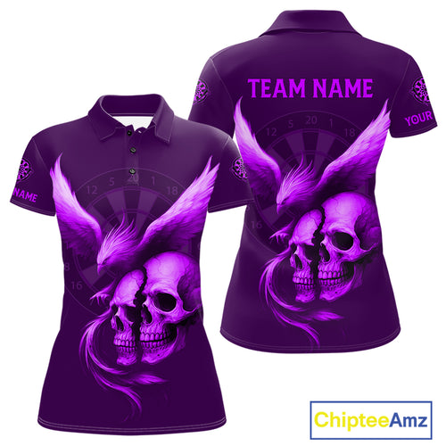Darts Shirt For Women Personalized Eagle Skull Dartboard Dart Team Jerseys | Purple NYN1155