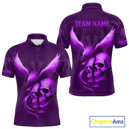 Darts Shirt For Men Personalized Eagle Skull Dartboard Dart Team Jerseys | Purple NYN1155