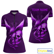Load image into Gallery viewer, Darts Shirt For Women Personalized Eagle Skull Dartboard Dart Team Jerseys | Purple NYN1155