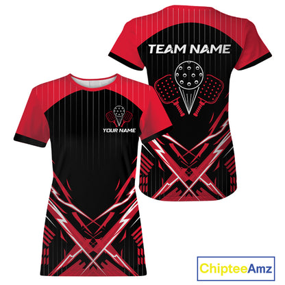 Black And Red Pickleball Shirt For Women Custom Name Pickleball Team Jersey Pickleball Player Gift NYN4589