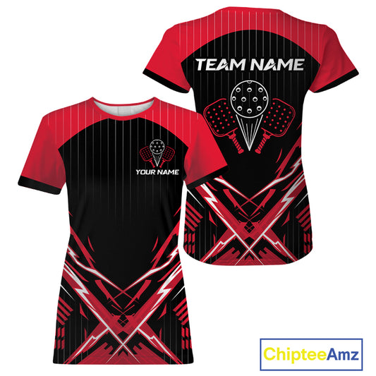 Black And Red Pickleball Shirt For Women Custom Name Pickleball Team Jersey Pickleball Player Gift NYN4589