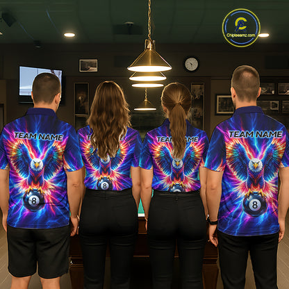 Eagle Billiard Polo 1/4-Zip Shirt For Men Custom Neon Colorful Thunder 8 Ball Pool Jersey Gift NYN4594