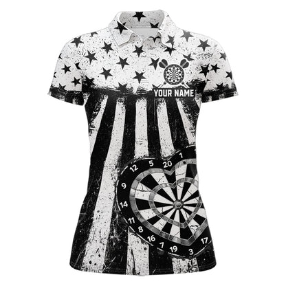 Black White Heart Broken Dartboard Women Darts Valentine Shirt Custom Dart Polo Couple Gifts NYN2543
