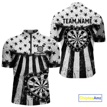 Load image into Gallery viewer, Black White Heart Broken Dartboard Men Darts Valentine Shirt Custom Dart 1/4-Zip Couple Gifts NYN2543