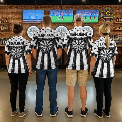 Black White Heart Broken Dartboard Men Darts Valentine Shirt Custom Dart Polo Couple Gifts NYN2543