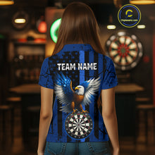 Load image into Gallery viewer, US Flag Eagle Dartboard Grunge Blue Darts Shirt For Women - Custom Name &amp; Team Jersey NYN0609